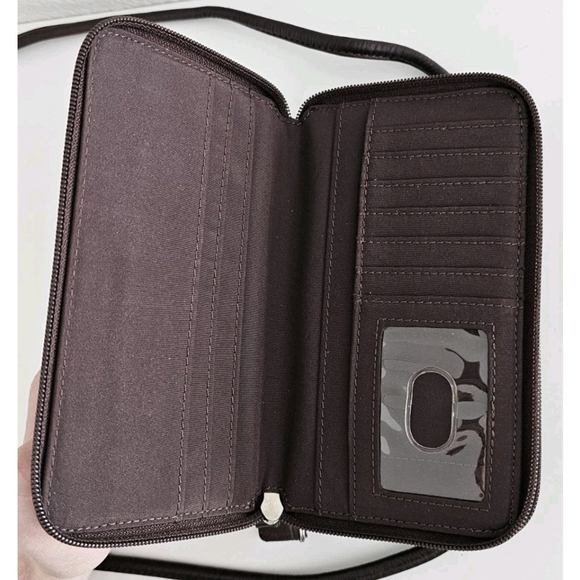 Vintage FOSSIL Dark Brown Leather Crossbody Purse Wallet Organizer - Very Clean - Picture 13 of 15